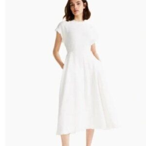 Alfani White Fringe Trim Fit-and-Flare Dress Bridal classic wedding Large